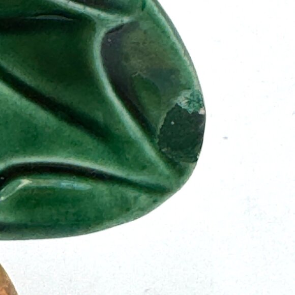 Ceramic Christmas Tree-Shaped Decor With Holly & Berries Design Green & Gold Fin - Picture 5 of 13